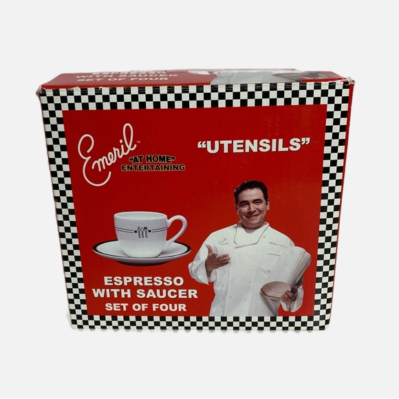 Emeril W. C. Designs Earthenware Utensils Espresso with Saucers ☕️ Set of Four - Picture 2 of 13